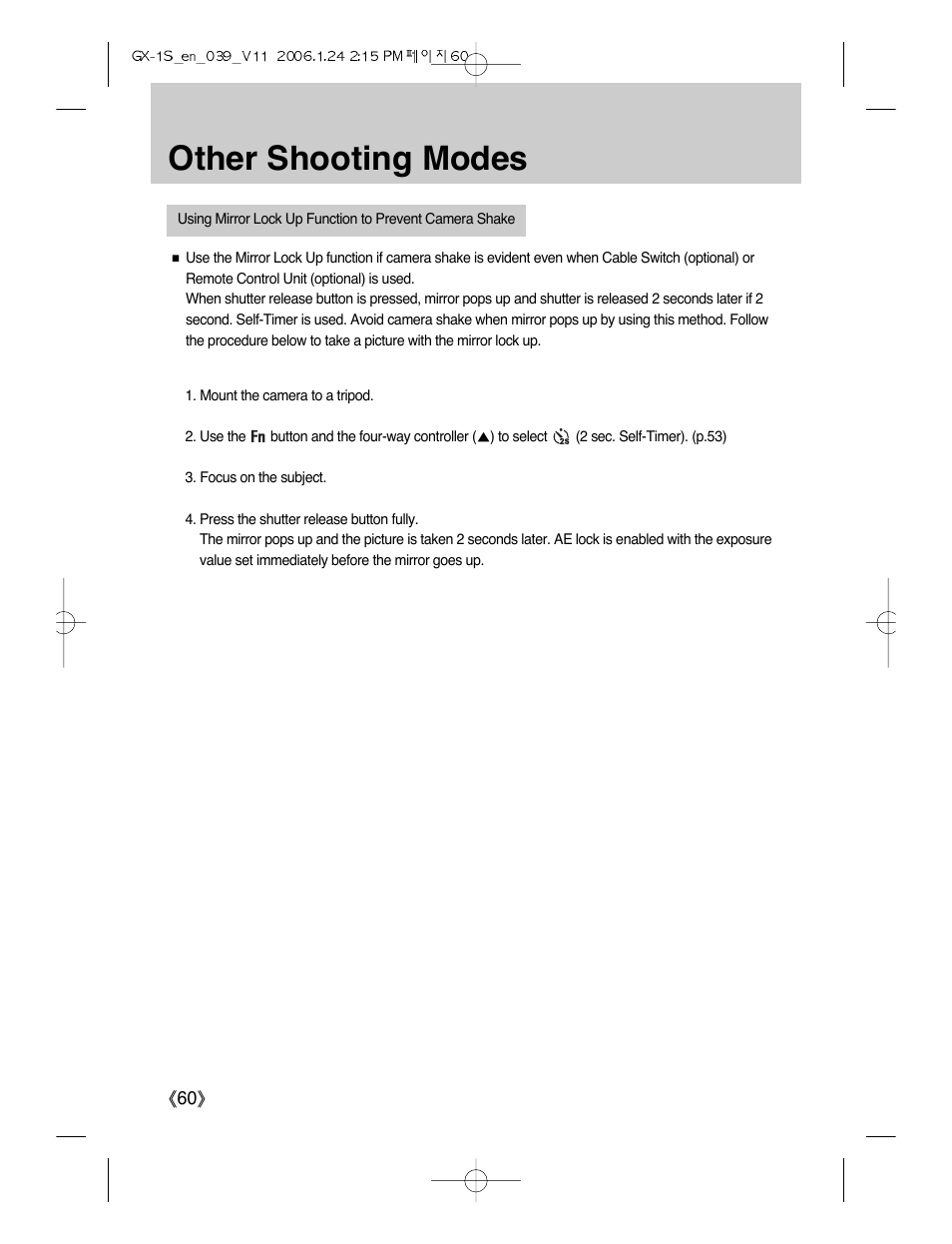 Other shooting modes | Samsung Digimax GX-1S User Manual | Page 61 / 214