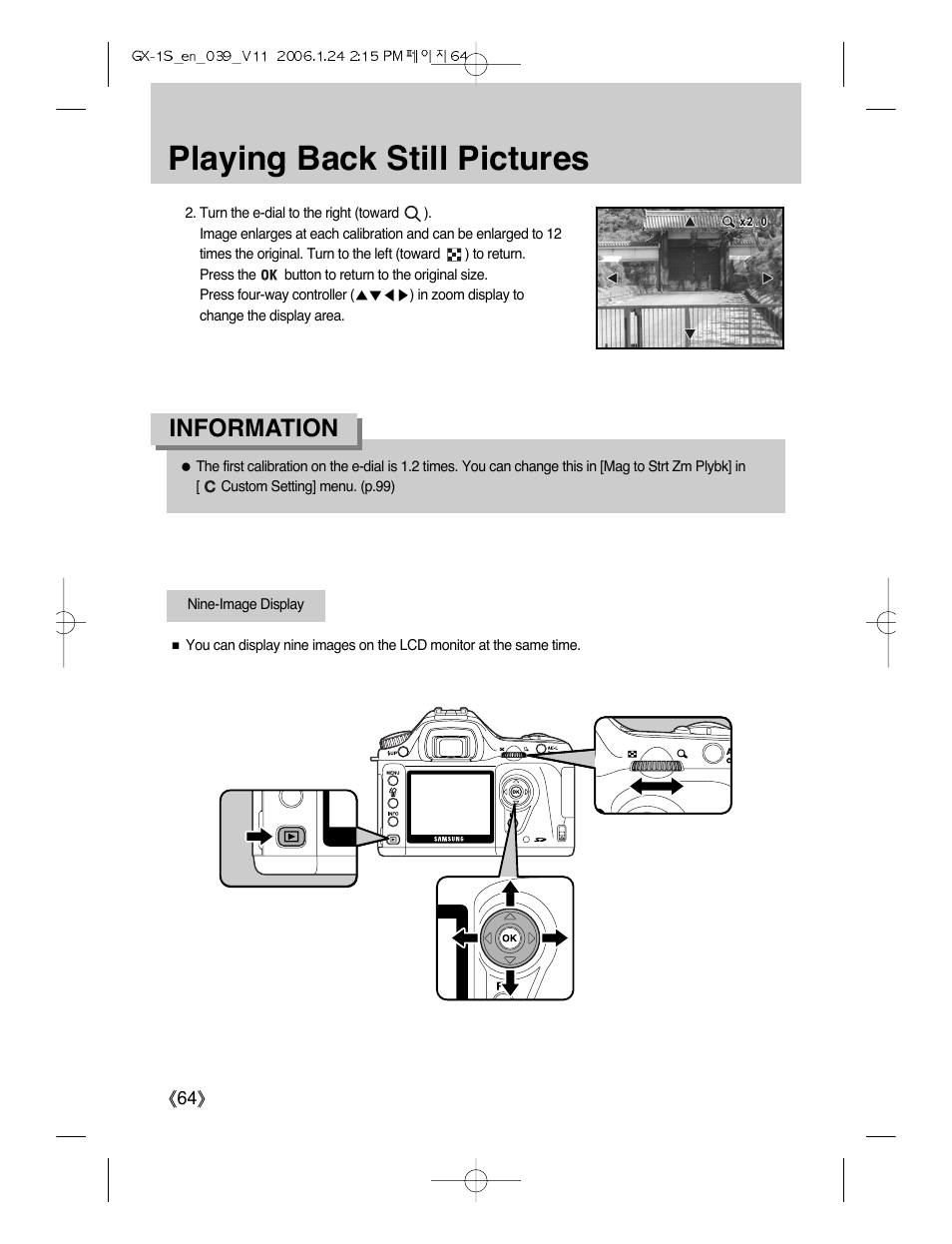 Playing back still pictures, Information | Samsung Digimax GX-1S User Manual | Page 65 / 214