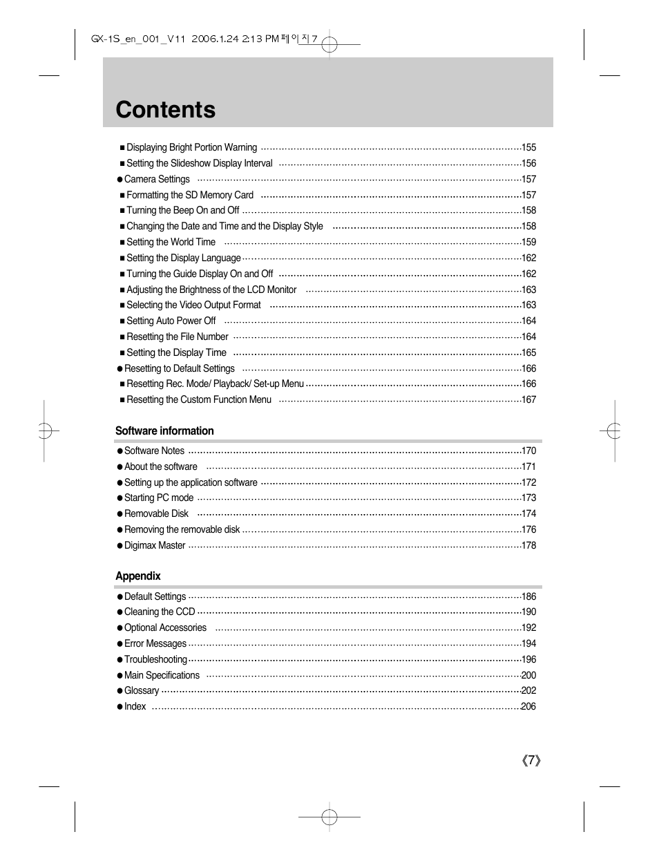 Samsung Digimax GX-1S User Manual | Page 8 / 214