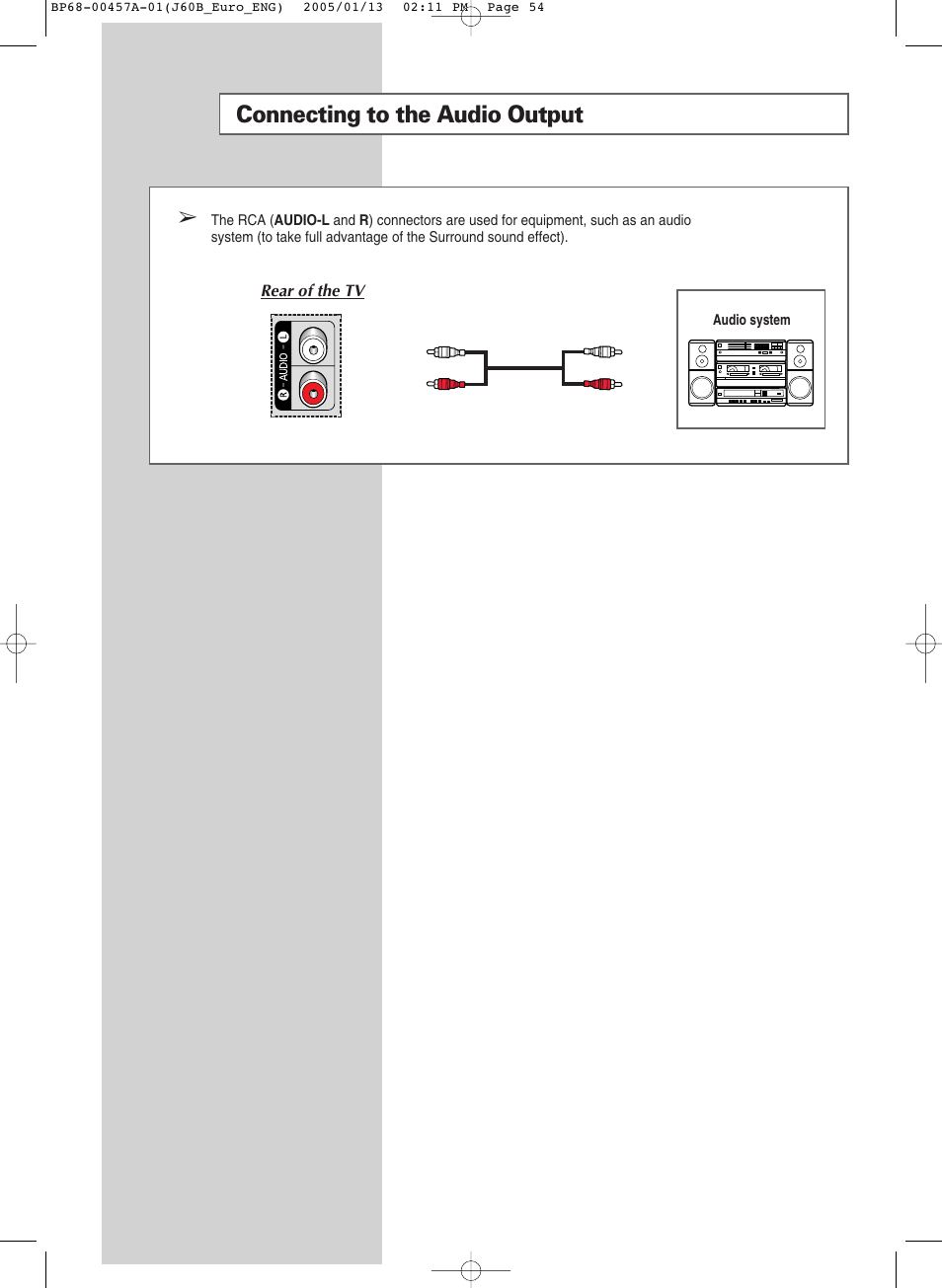 Connecting to the audio output | Samsung SP-43R1HL User Manual | Page 4 / 7