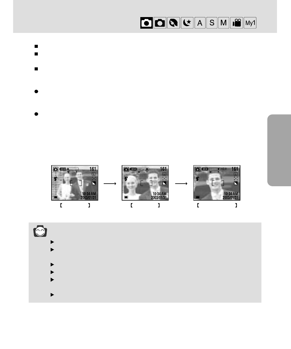 Wide / tele button, Recording, Information | Samsung 3500 User Manual | Page 33 / 140