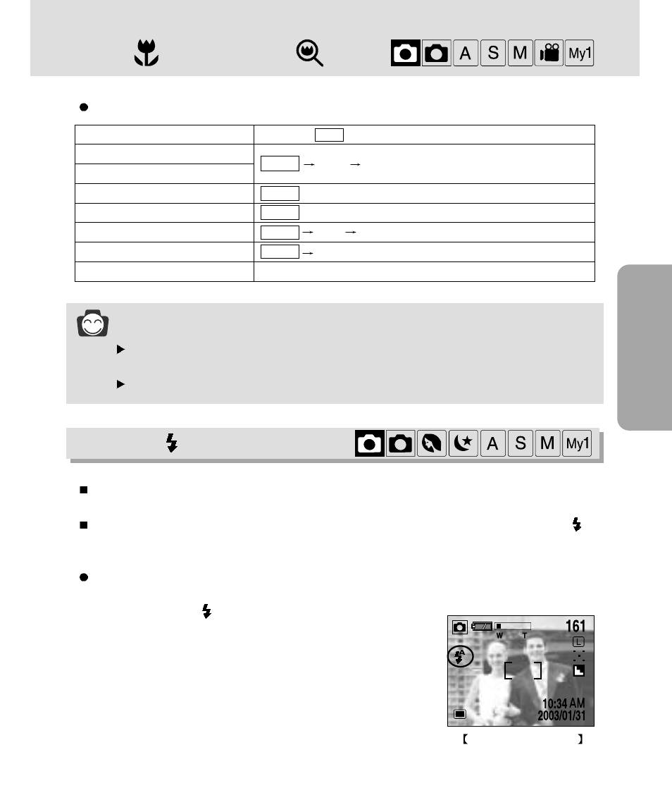 Macro ( ) / super macro ( ) button, Recording, Information | Flash ( ) button | Samsung 3500 User Manual | Page 37 / 140