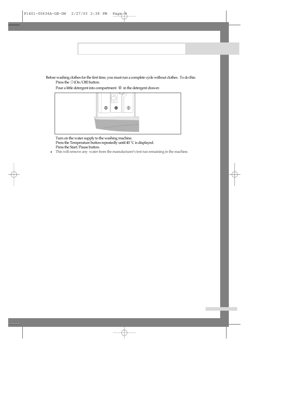 Washing for the first time, Washing a load of laundry | Samsung P1401 User Manual | Page 11 / 22