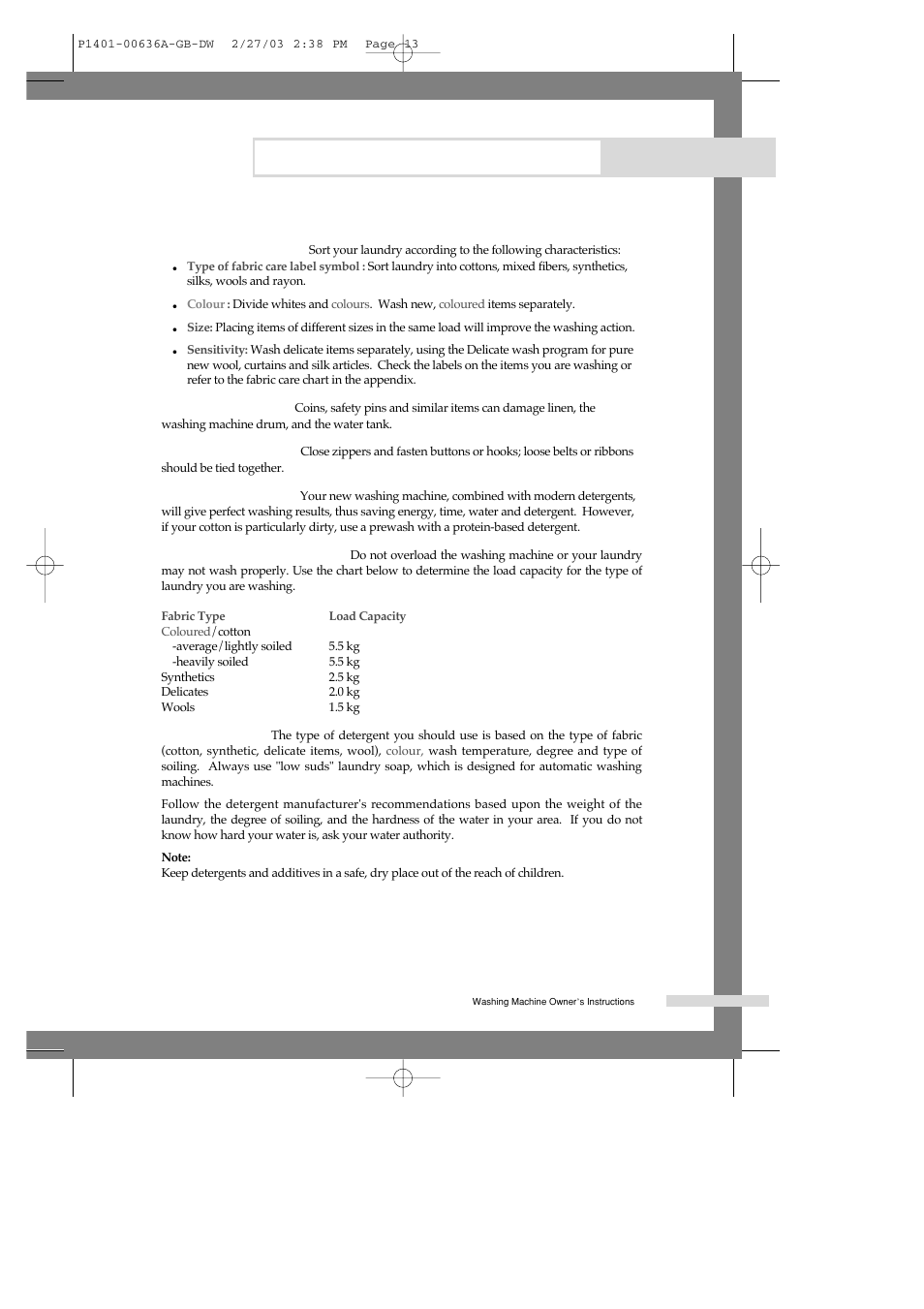 Washing tips and hints, Washing a load of laundry | Samsung P1401 User Manual | Page 15 / 22