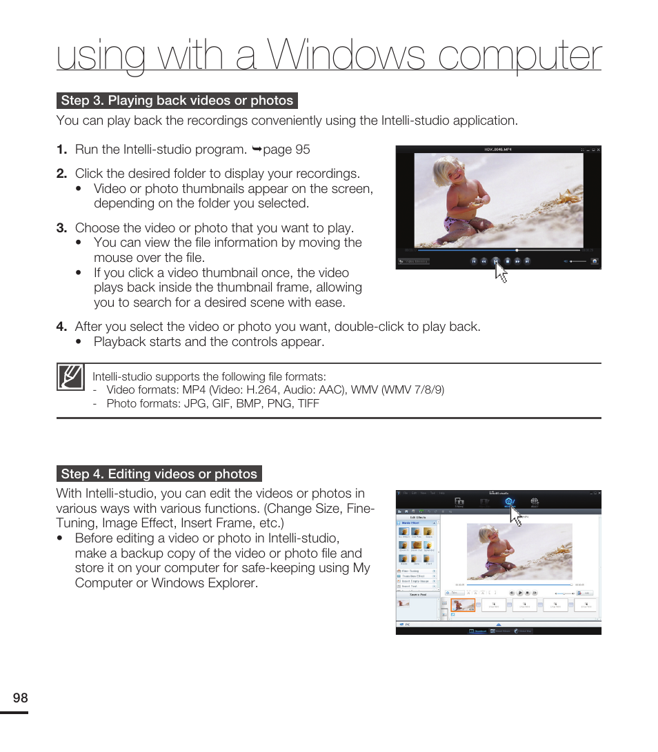 Using with a windows computer | Samsung HMX-T10WN User Manual | Page 108 / 127