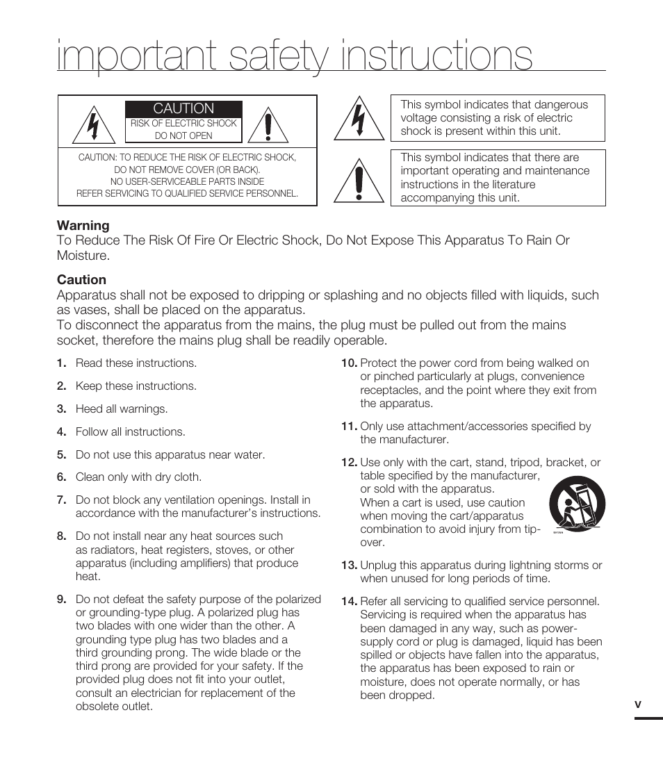 Important safety instructions | Samsung HMX-T10WN User Manual | Page 5 / 127