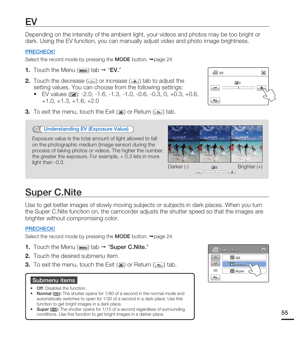 Super c.nite | Samsung HMX-T10WN User Manual | Page 65 / 127