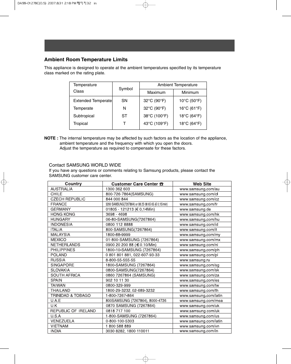 Samsung DA99-01278C User Manual | Page 32 / 32