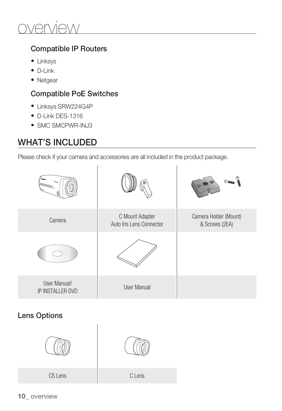 Overview, What’s included | Samsung SNB-3000(P) User Manual | Page 10 / 111