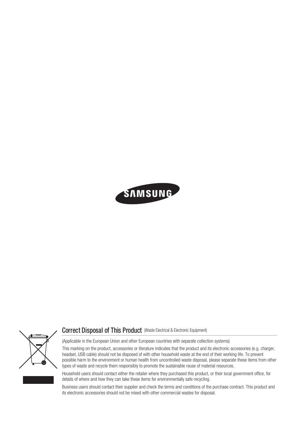 Correct disposal of this product | Samsung SNB-3000(P) User Manual | Page 111 / 111