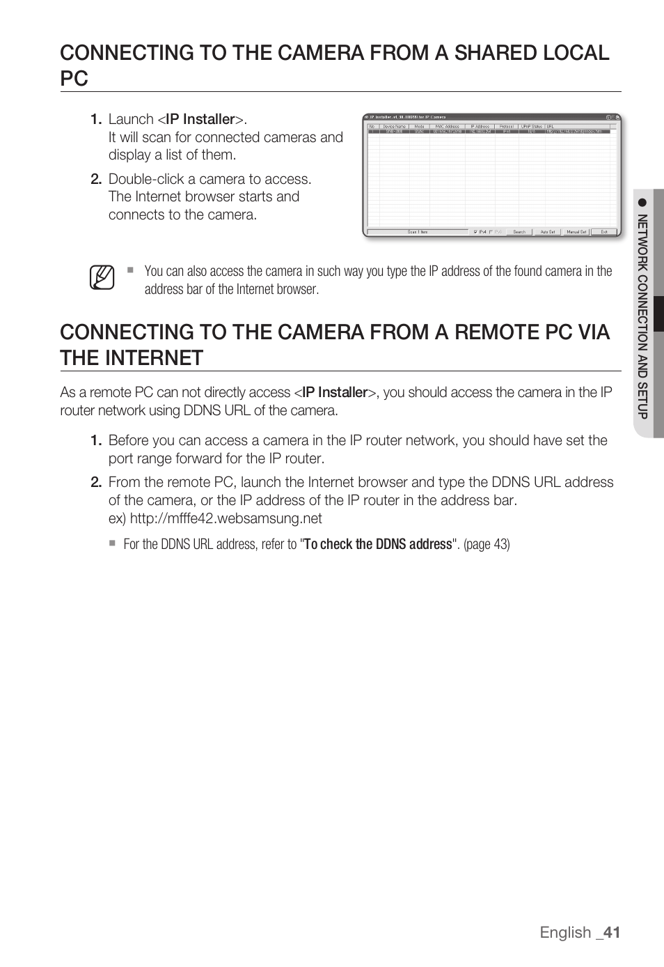 Connecting to the camera from a shared local pc | Samsung SNB-3000(P) User Manual | Page 41 / 111