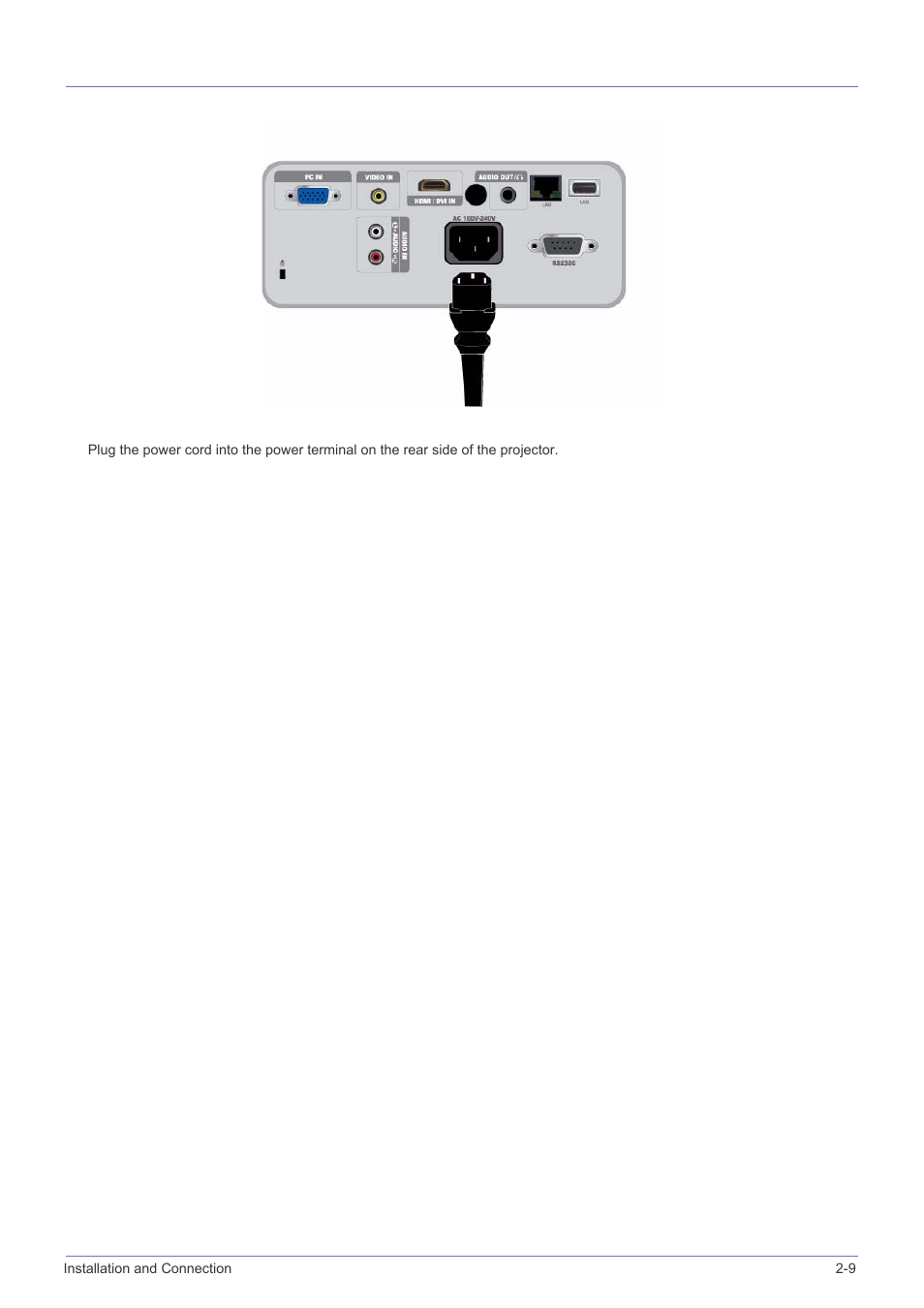 9 connecting the power, Connecting the power -9 | Samsung SP-M305 User Manual | Page 24 / 89