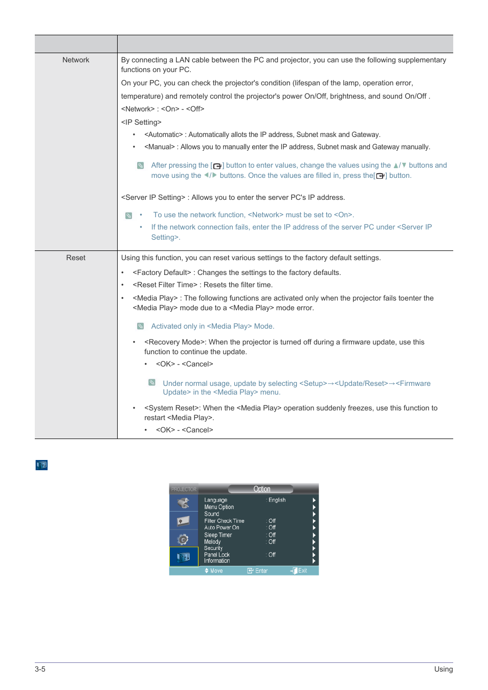 5-4. option | Samsung SP-M305 User Manual | Page 47 / 89