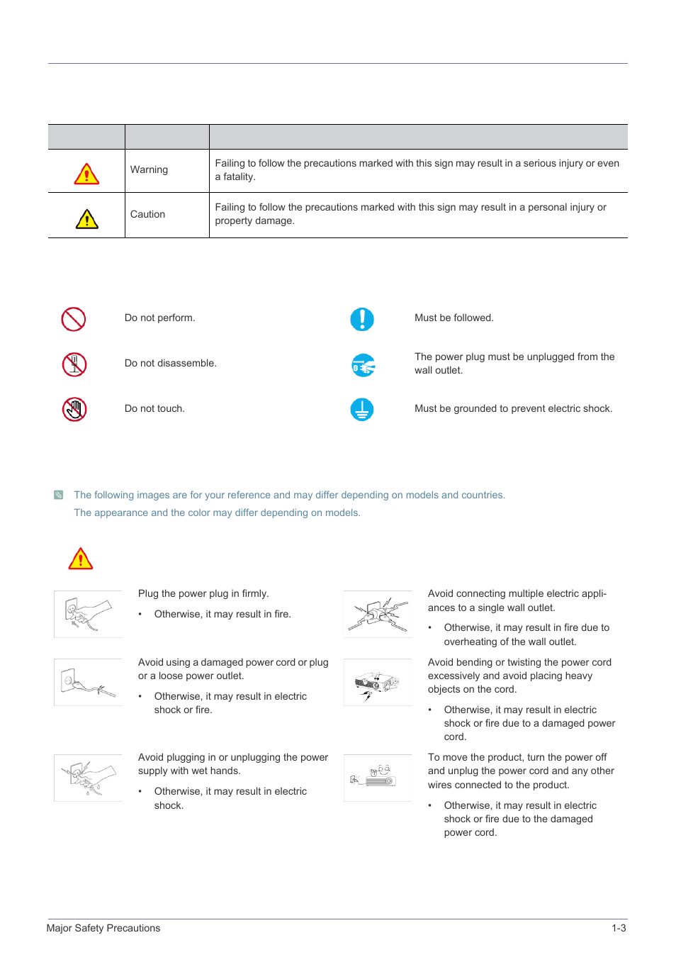 3 safety precautions, Safety precautions -3 | Samsung SP-M305 User Manual | Page 6 / 89