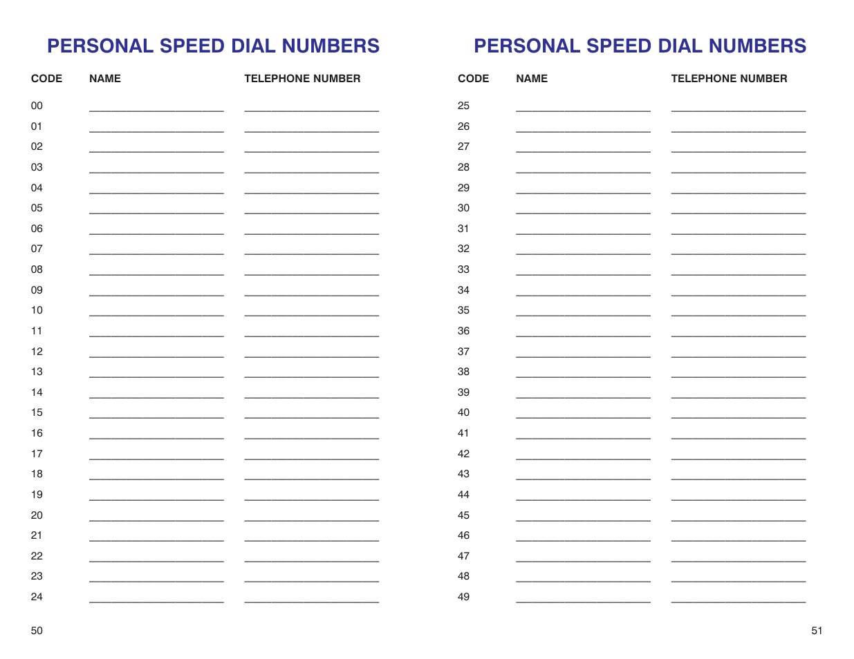 Personal speed dial numbers | Samsung DS 24D User Manual | Page 28 / 28