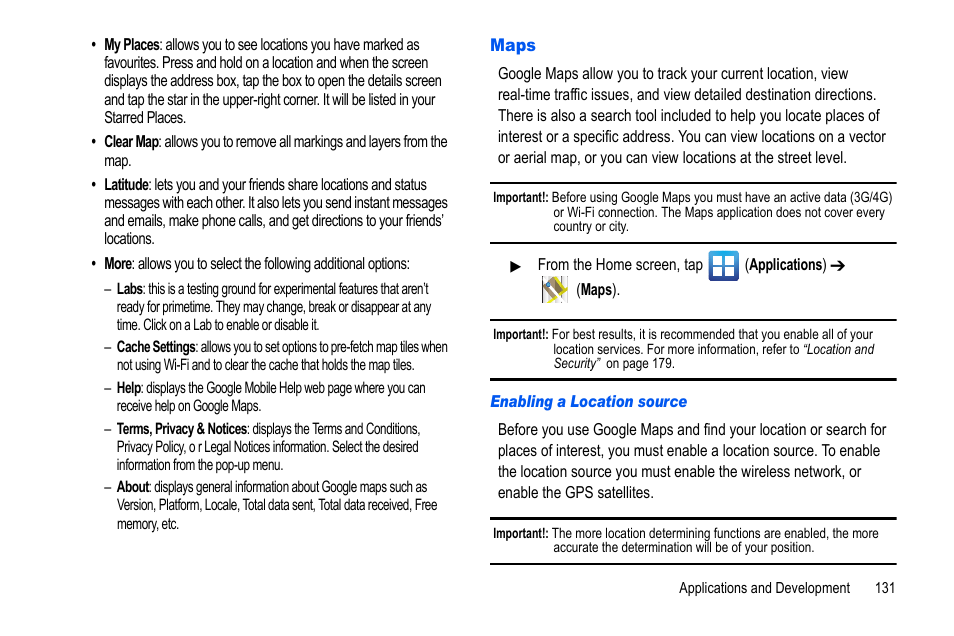 Maps | Samsung GALAXY S SGH-T989D User Manual | Page 139 / 223