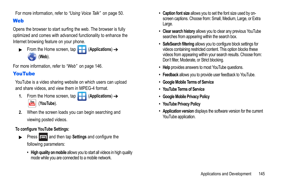 Youtube, Web youtube | Samsung GALAXY S SGH-T989D User Manual | Page 153 / 223