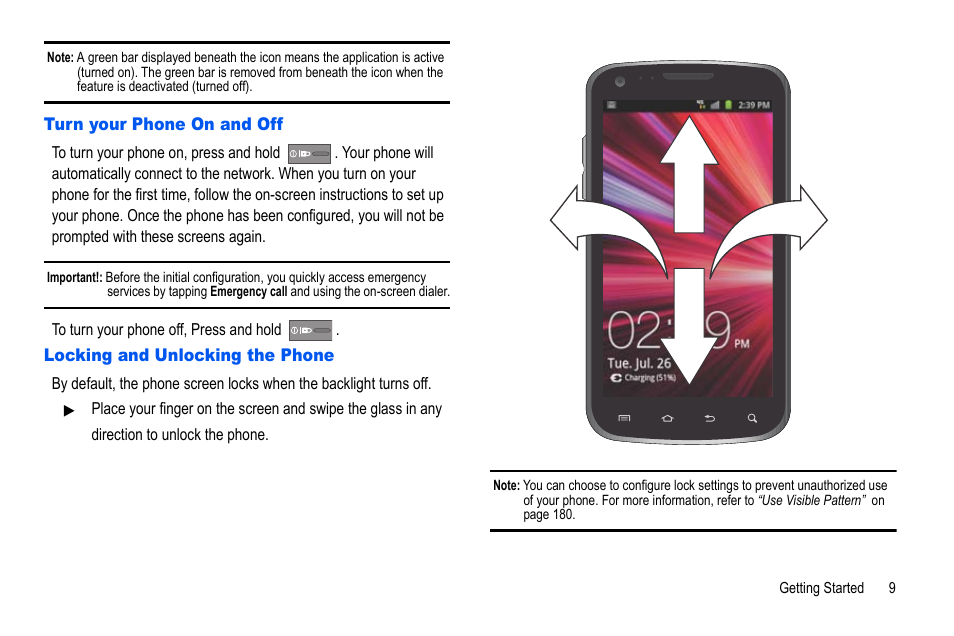 Turn your phone on and off, Locking and unlocking the phone | Samsung GALAXY S SGH-T989D User Manual | Page 17 / 223