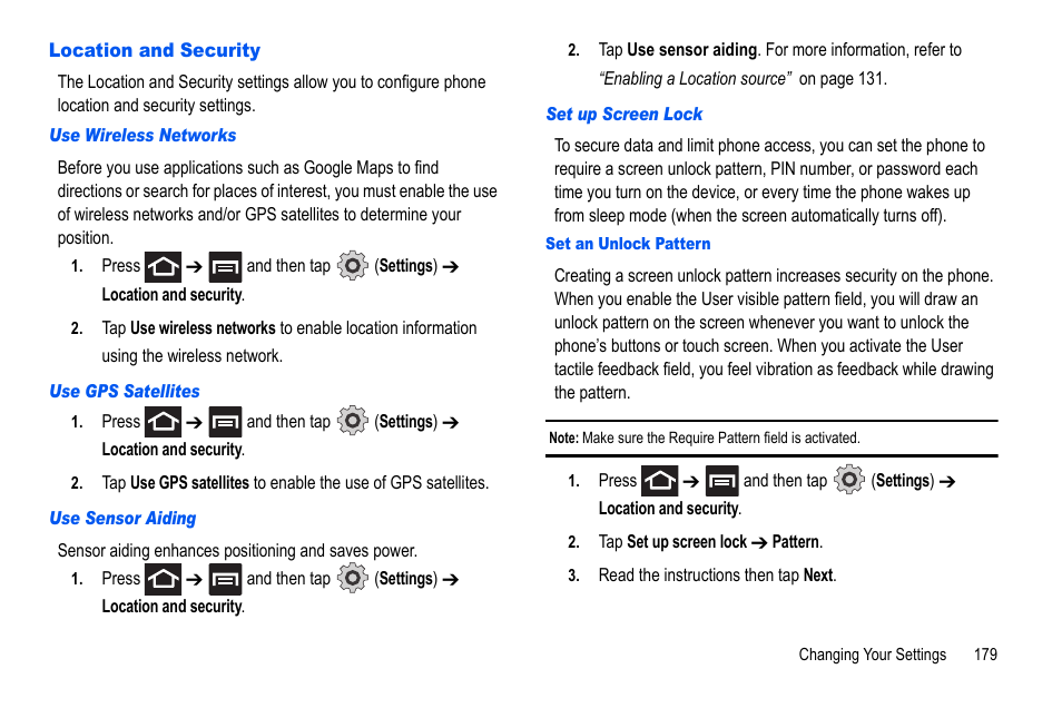 Location and security | Samsung GALAXY S SGH-T989D User Manual | Page 187 / 223