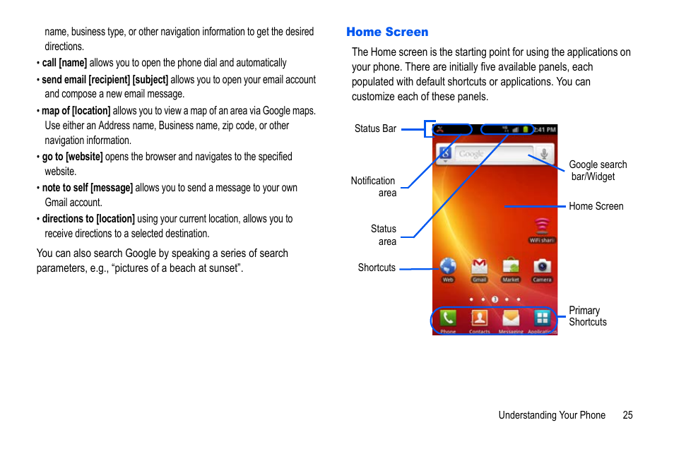 Home screen | Samsung GALAXY S SGH-T989D User Manual | Page 33 / 223