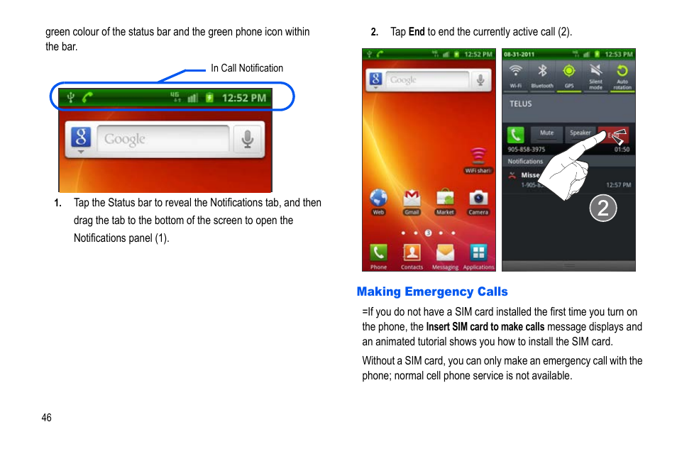 Making emergency calls | Samsung GALAXY S SGH-T989D User Manual | Page 54 / 223