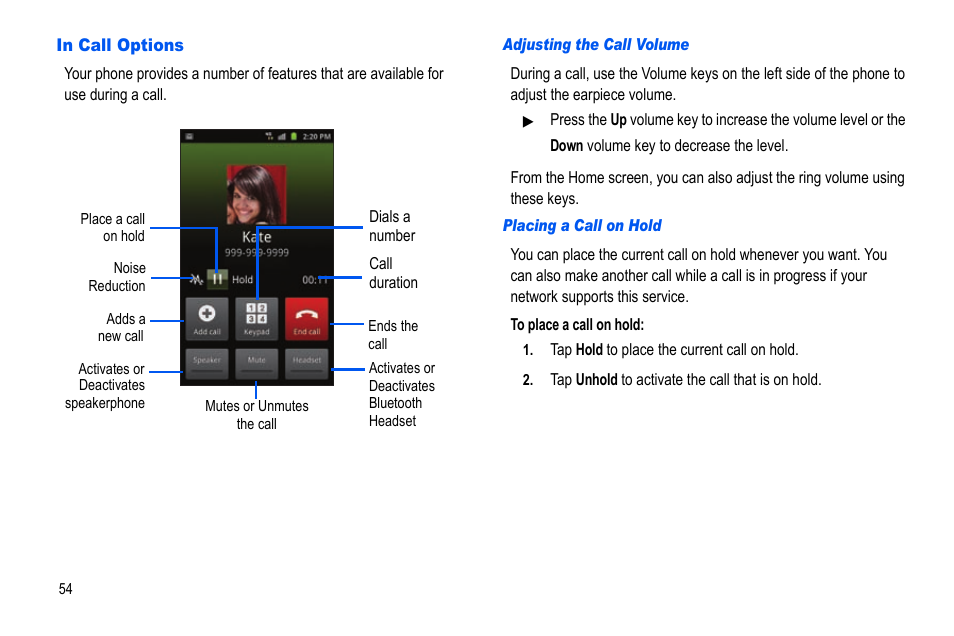 In call options | Samsung GALAXY S SGH-T989D User Manual | Page 62 / 223