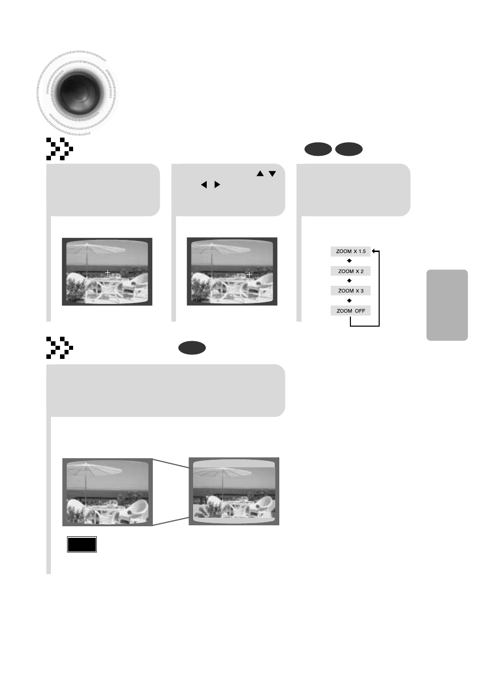 Zoom function, 28 zoom function, Zoom (screen enlarge) function | Aspect ratio | Samsung HT-DB650 User Manual | Page 29 / 70