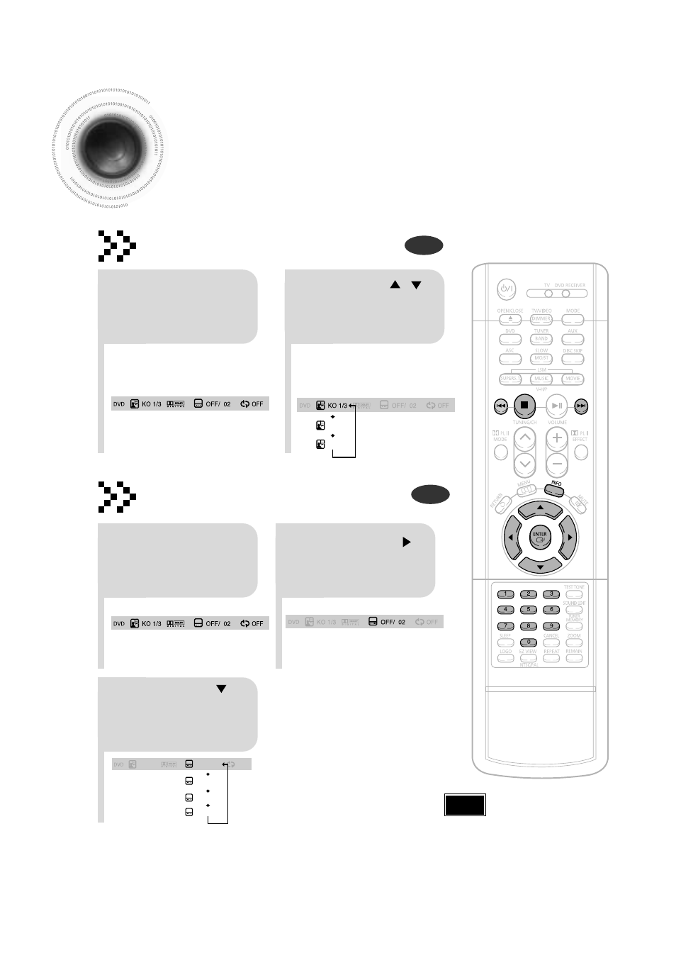 Selecting audio/subtitle language, 29 selecting audio/subtitle language, Audio language selection function | Subtitle language selection function | Samsung HT-DB650 User Manual | Page 30 / 70