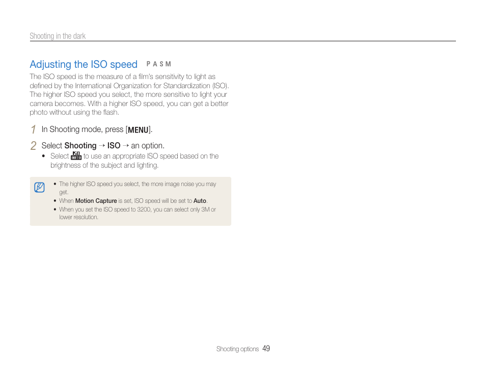 Adjusting the iso speed | Samsung WB650 User Manual | Page 50 / 113