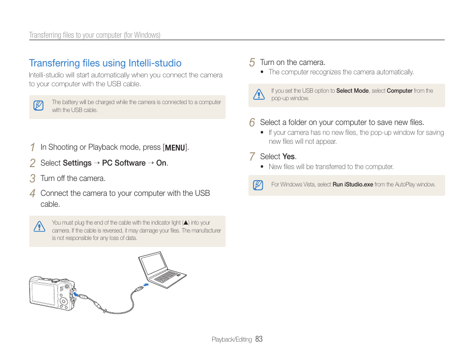 Transferring files using intelli-studio, Transferring ﬁles using intelli-studio | Samsung WB650 User Manual | Page 84 / 113