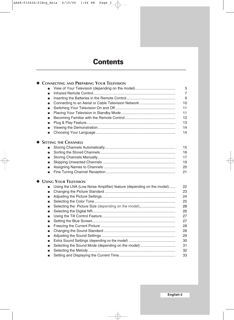 Samsung CS29A7SP User Manual | Page 3 / 52