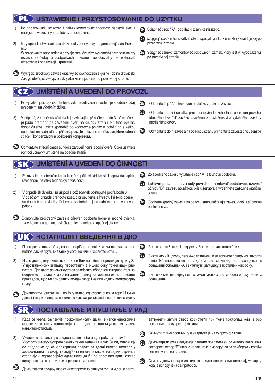 Pl cz sk uk sr, Umíst | Ardo CO3012BA-S User Manual | Page 13 / 36