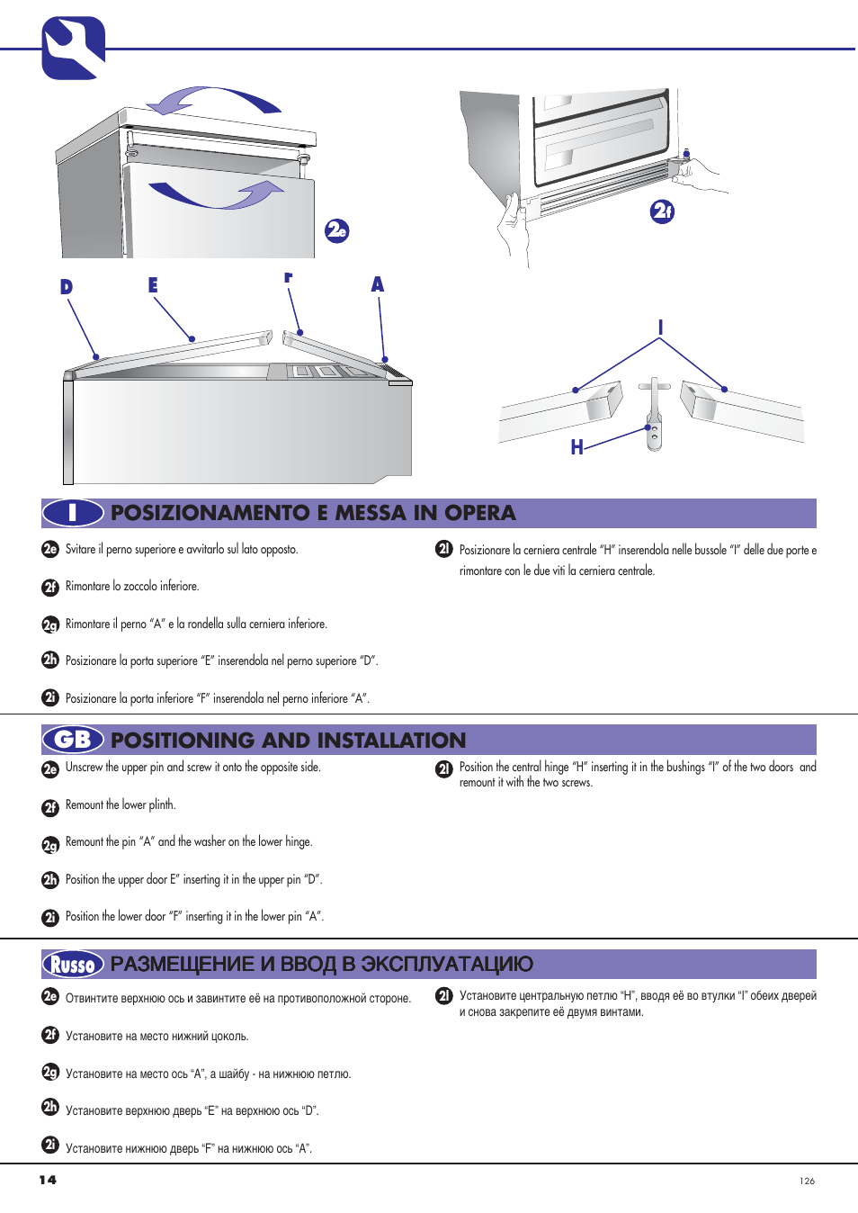 Igb russo, De f a | Ardo CO3012BA-S User Manual | Page 14 / 36