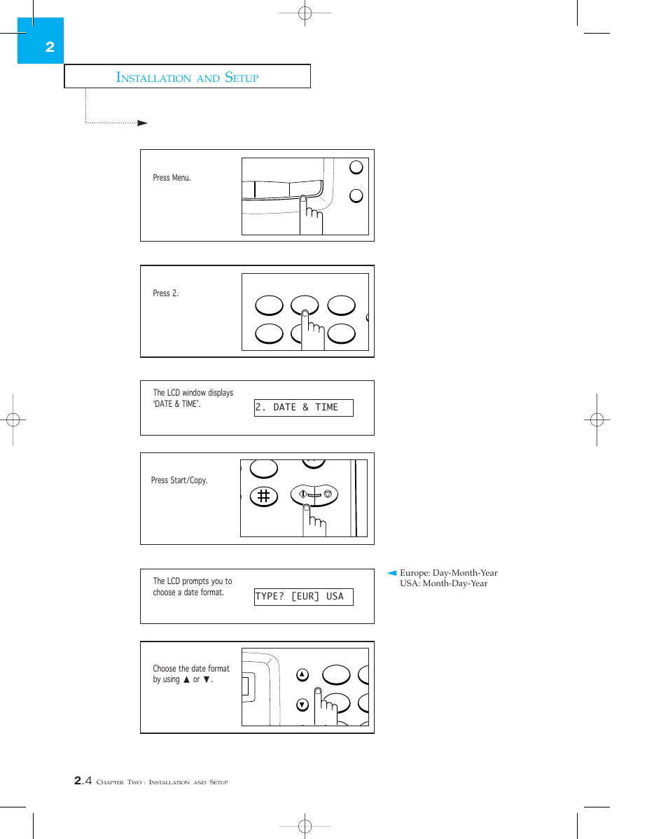 Setting the date and time | Samsung sf 150 User Manual | Page 19 / 58