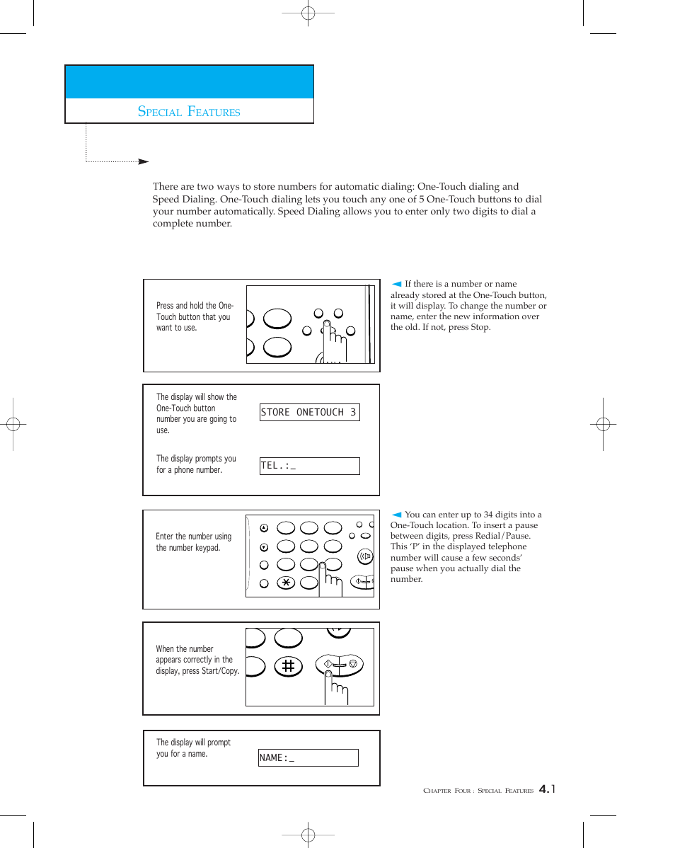 Automatic dialing, Storing a number for one-touch dialing | Samsung sf 150 User Manual | Page 36 / 58