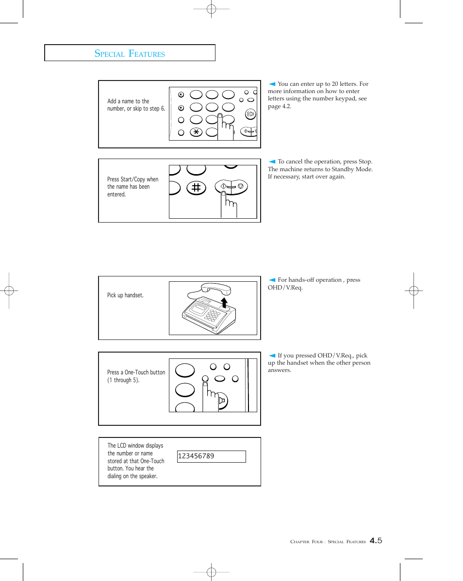 Dialing one-touch number | Samsung sf 150 User Manual | Page 40 / 58