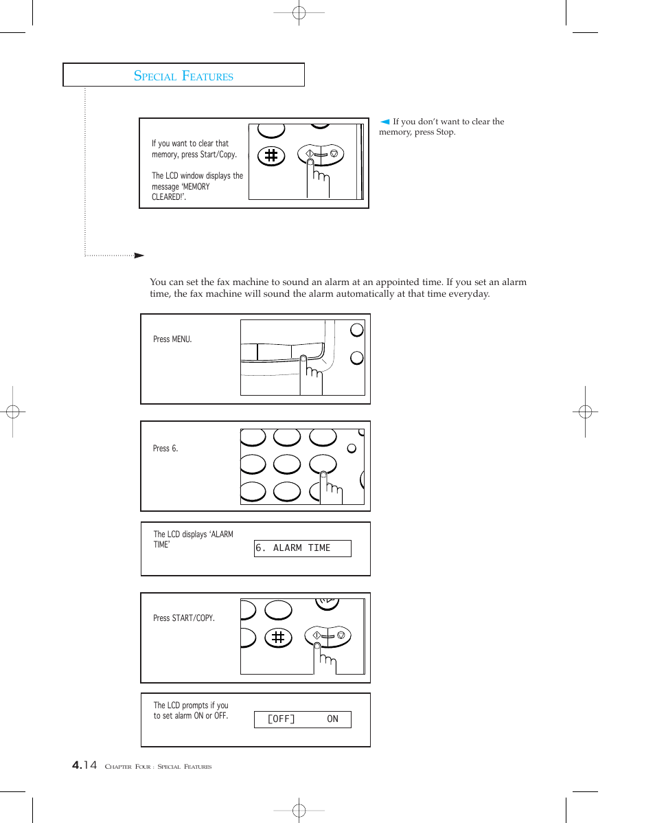 Alarm | Samsung sf 150 User Manual | Page 49 / 58