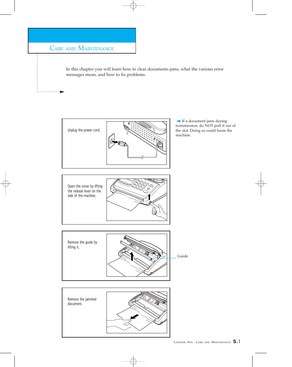 Clearing jams | Samsung sf 150 User Manual | Page 52 / 58