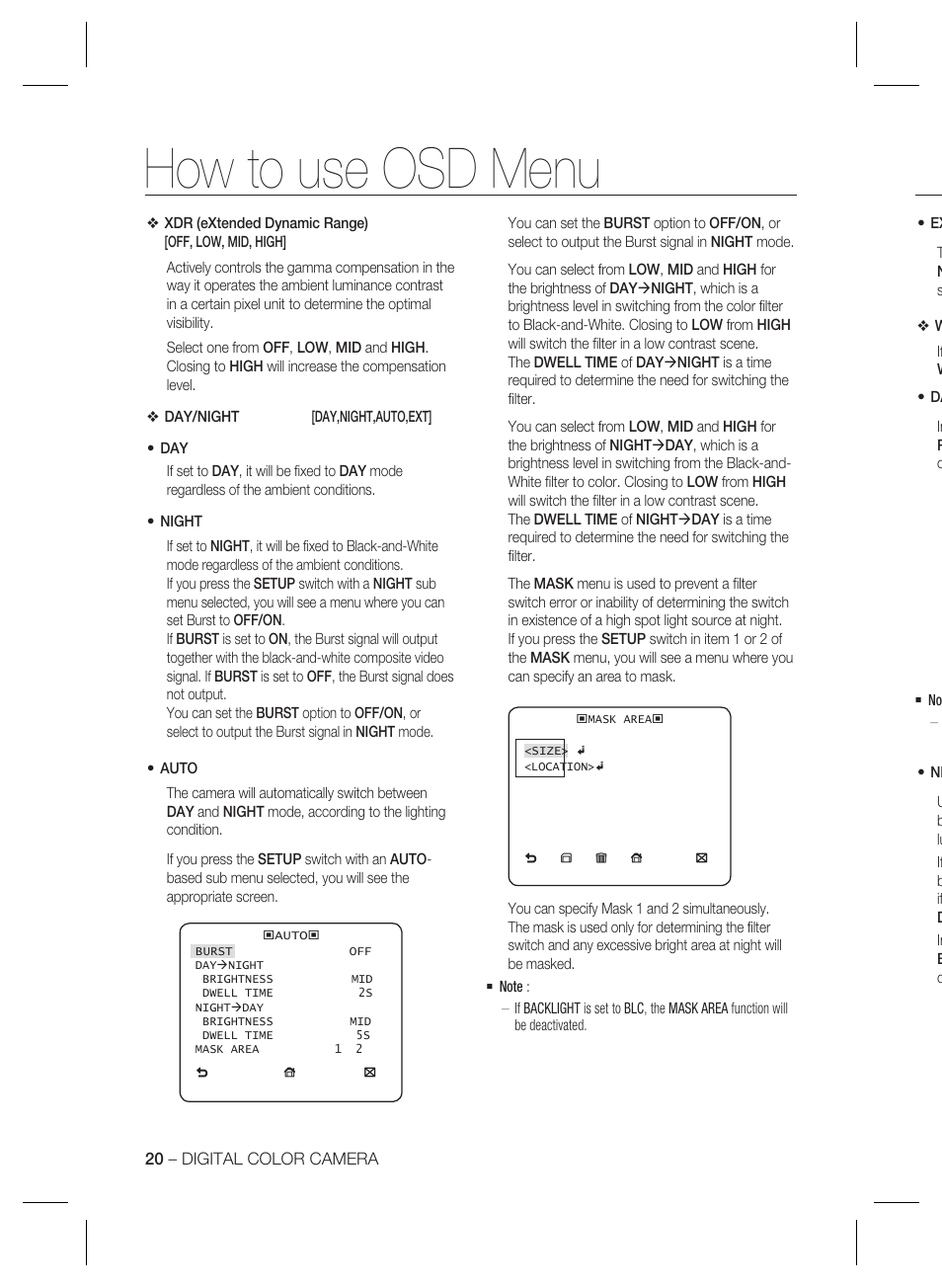 How to use osd menu | Samsung SCC-B2035P User Manual | Page 20 / 32