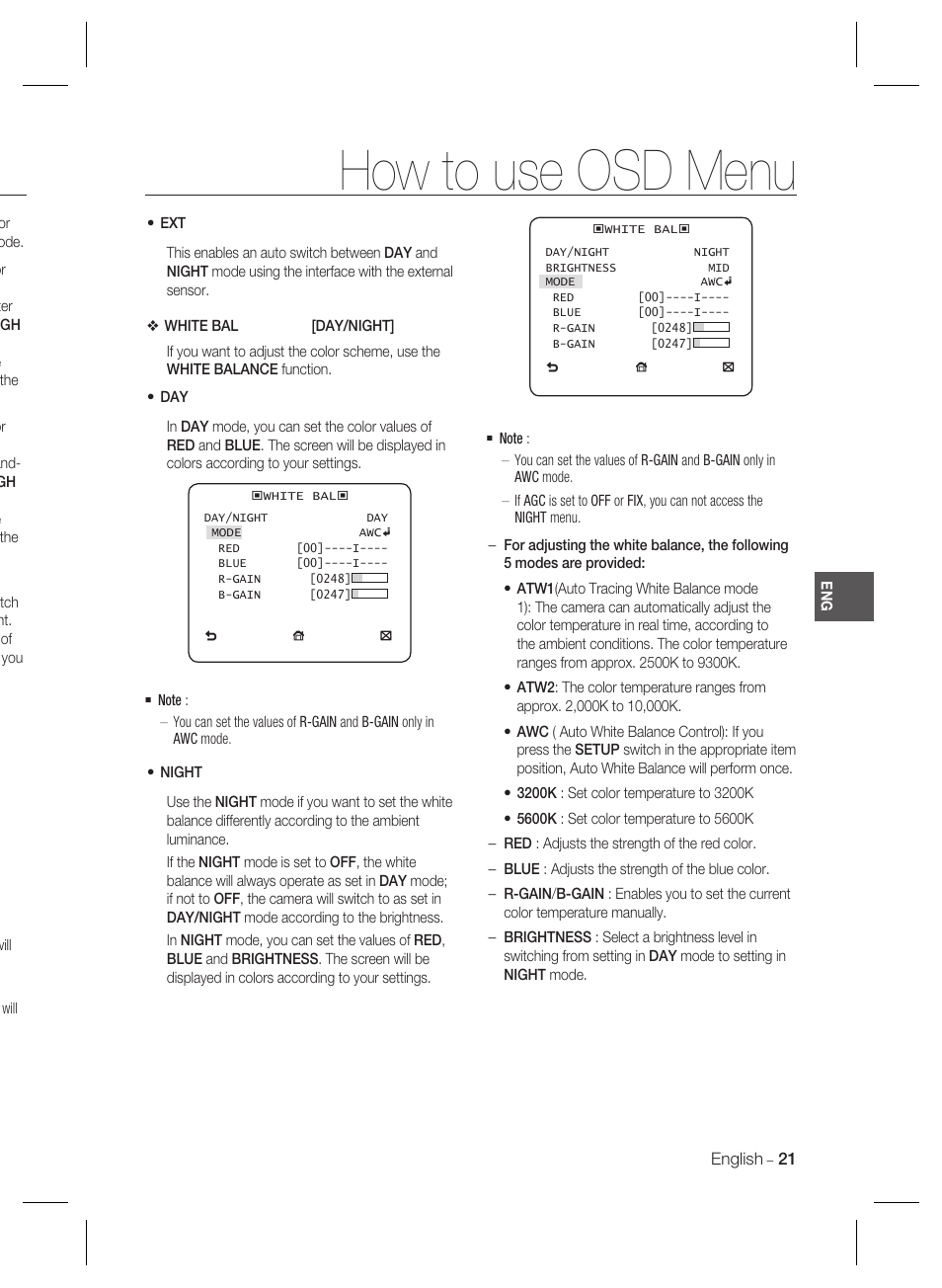 How to use osd menu | Samsung SCC-B2035P User Manual | Page 21 / 32
