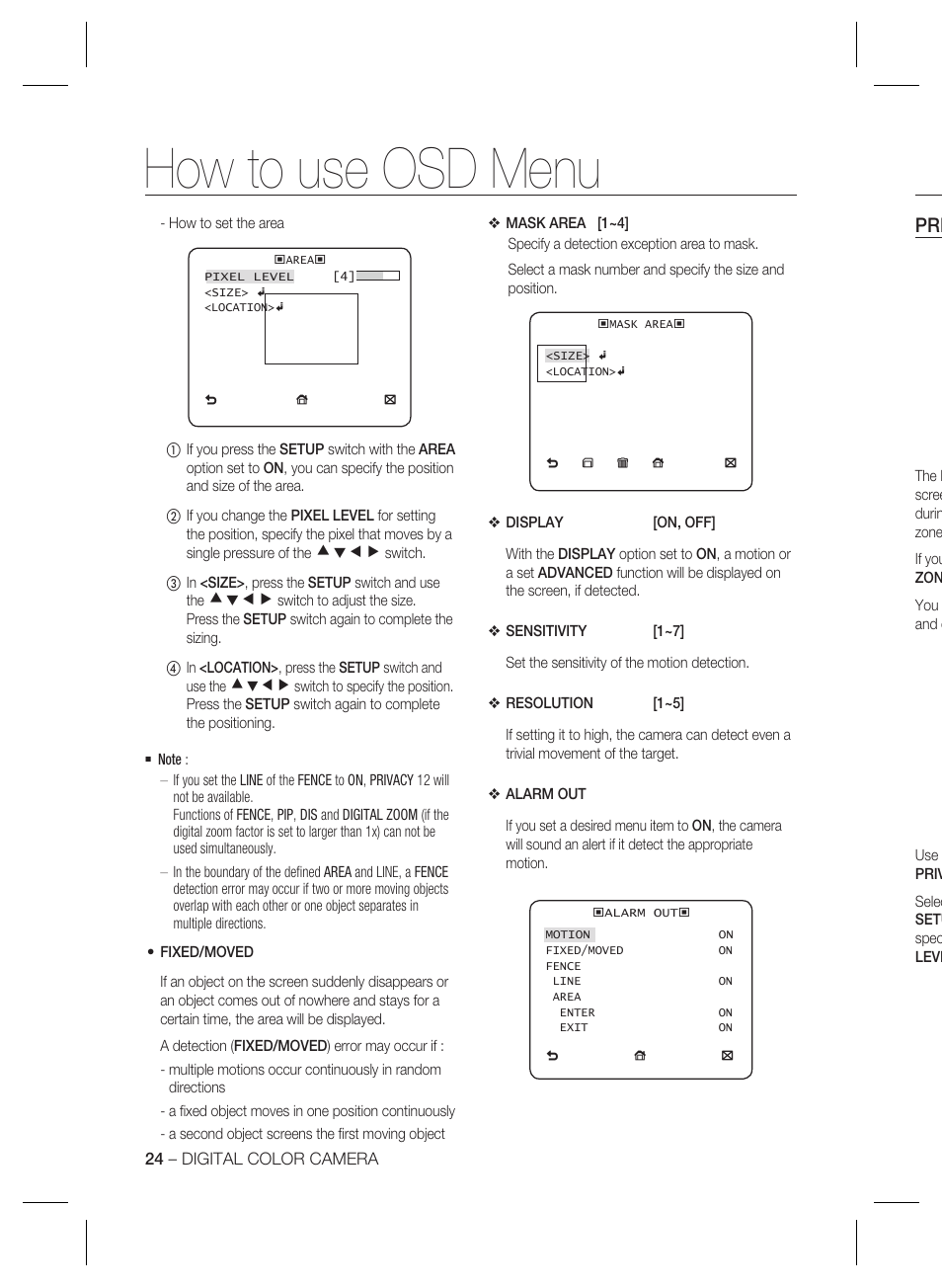 How to use osd menu | Samsung SCC-B2035P User Manual | Page 24 / 32