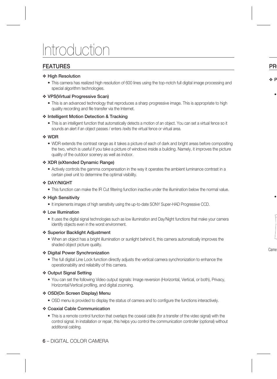 Introduction | Samsung SCC-B2035P User Manual | Page 6 / 32