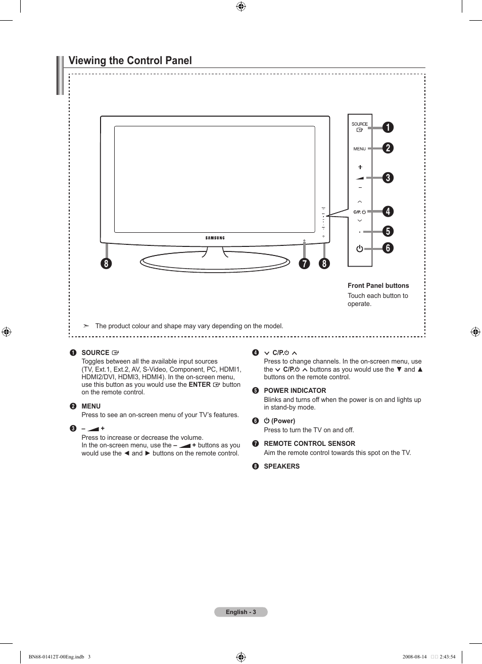 Viewing the control panel | Samsung BN68-01412T-00 User Manual | Page 5 / 81