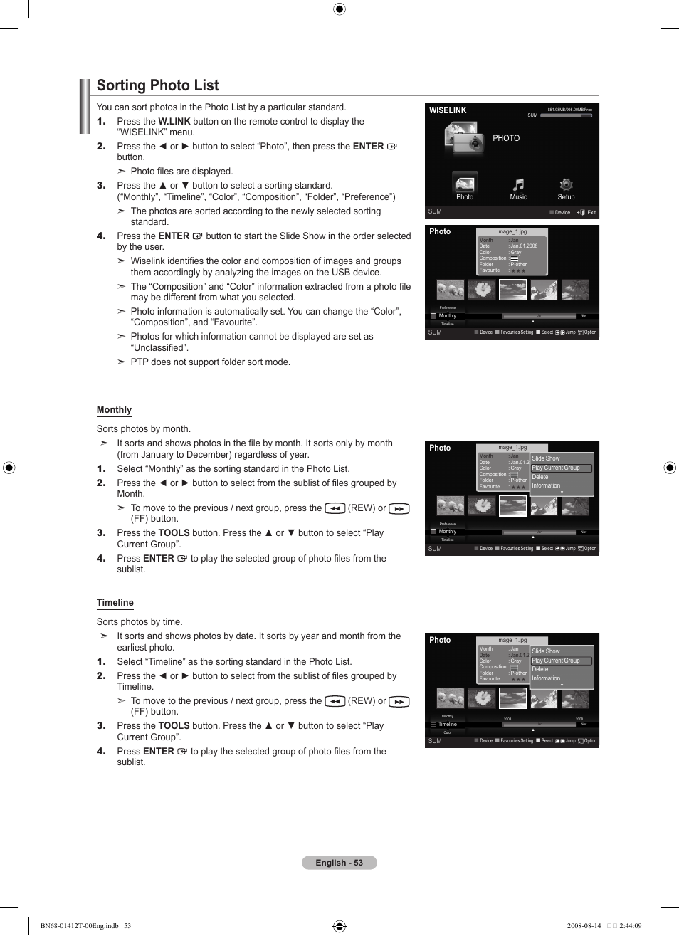 Sorting photo list | Samsung BN68-01412T-00 User Manual | Page 55 / 81