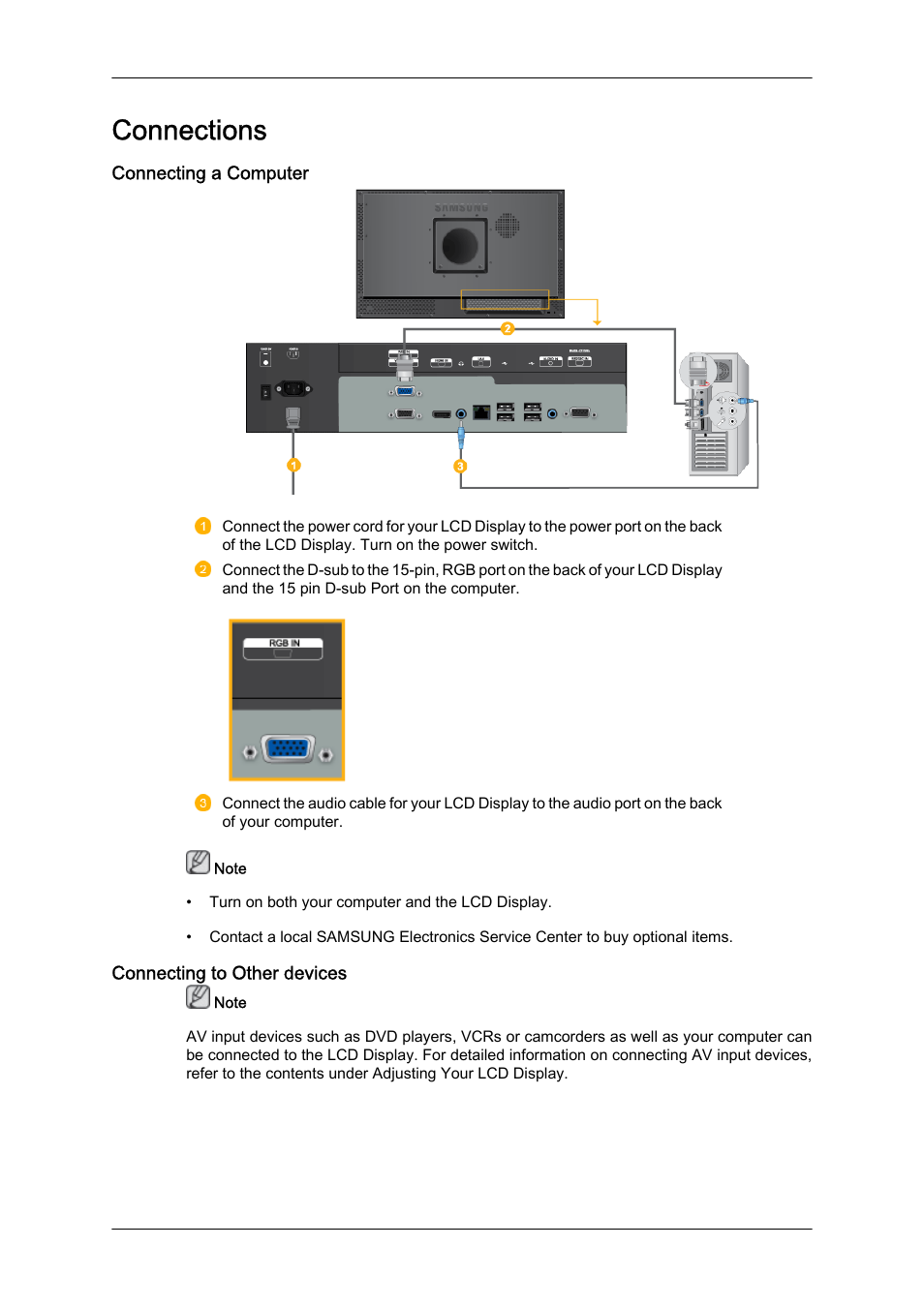 Connections | Samsung 230TSN User Manual | Page 11 / 20