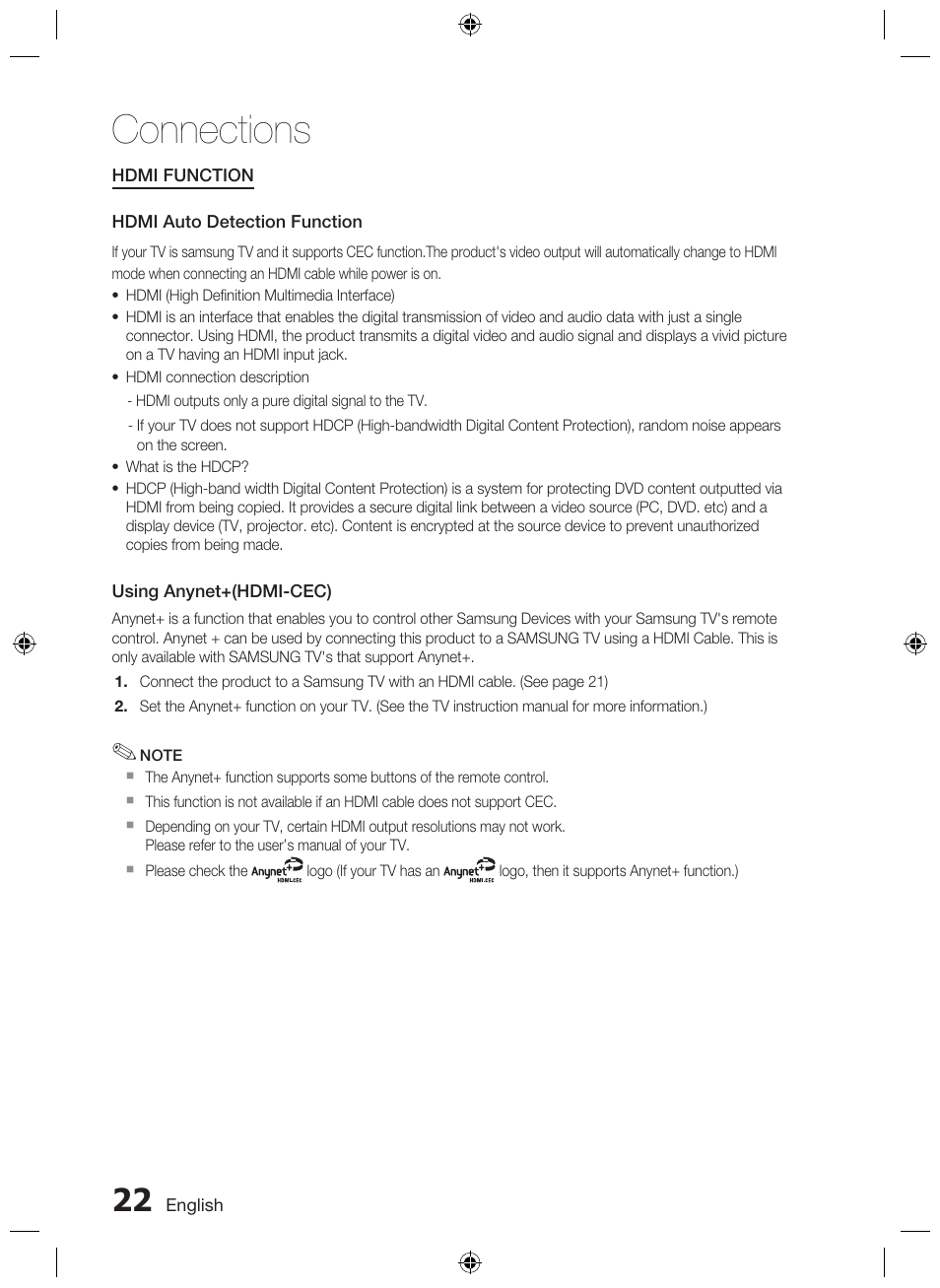 Connections | Samsung AH68-02333R User Manual | Page 22 / 50