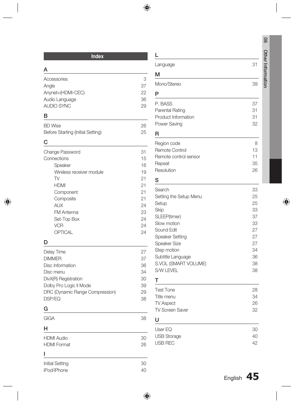 Index | Samsung AH68-02333R User Manual | Page 45 / 50