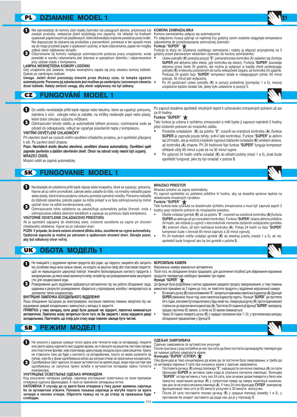 21 pl cz sk uk sr | Ardo DP23SA - DP24SA - DP28SA User Manual | Page 21 / 40