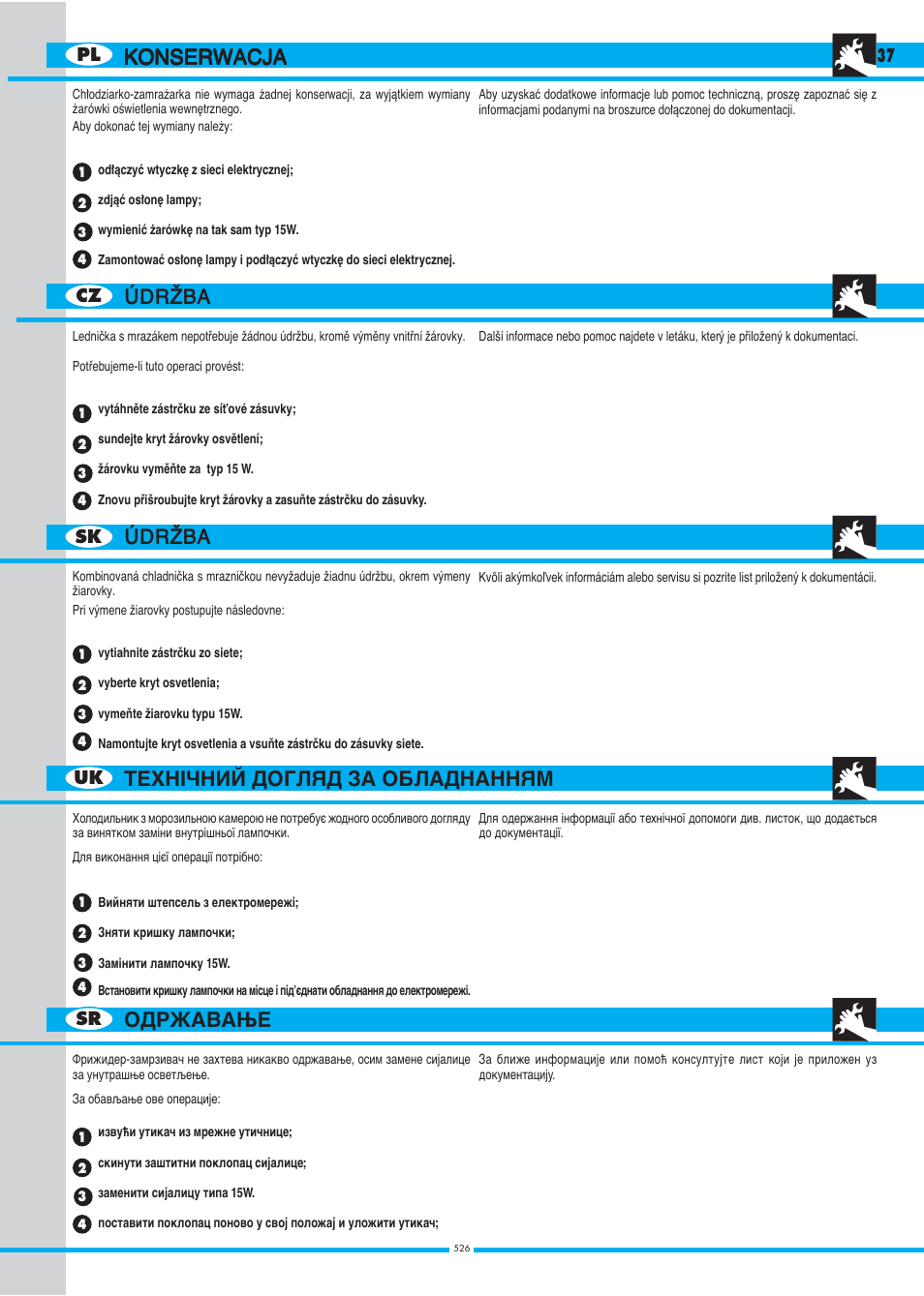 Konserwacja | Ardo DP23SA - DP24SA - DP28SA User Manual | Page 37 / 40