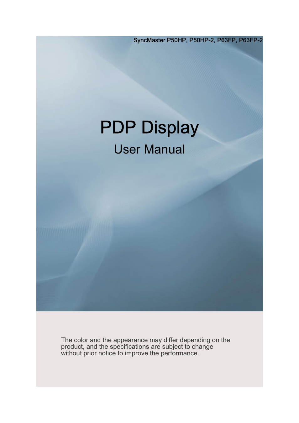 Samsung P63FP-2 User Manual | 117 pages